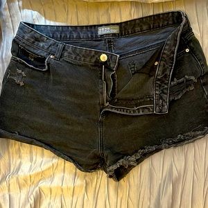 Black denim jean shorts